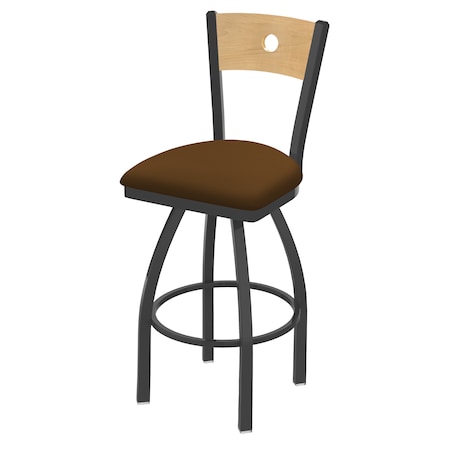 Holland Bar Stool Co 25" Swivel Counter Stool, Pewter Finish, Nat Back, Canter Thatch Seat 83025PWNatMplB001